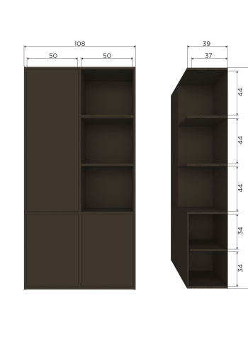 WOOOD Meggy oppbevaringsskap venstre 108 cm furu mellombrun [Fsc]