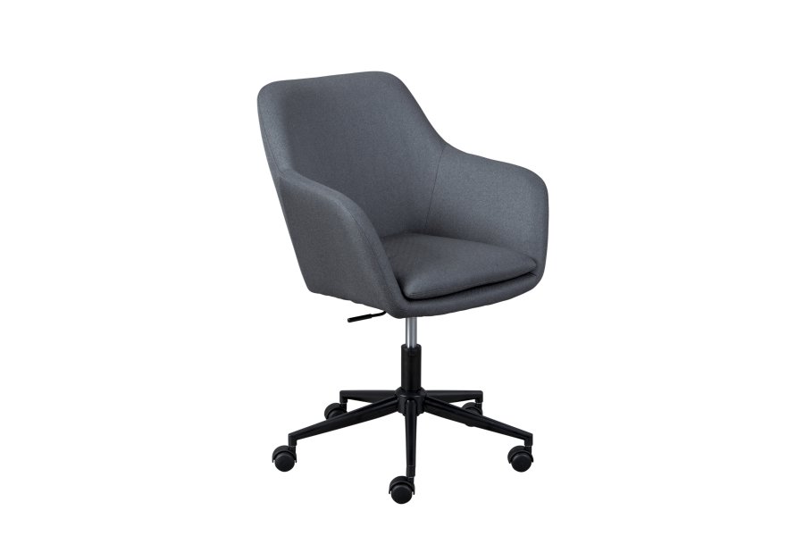 NORDIC LIVING COLLECTION Arbetsavslappnad snurrstol i gr�tt med 5 s&auml;kerhetshjul, stegl&ouml;st h&ouml;jdjusterbar via en testad gaslyft och en roterande sits