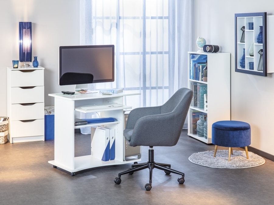 NORDIC LIVING COLLECTION Arbetsavslappnad snurrstol i gr�tt med 5 s&auml;kerhetshjul, stegl&ouml;st h&ouml;jdjusterbar via en testad gaslyft och en roterande sits
