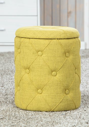 NORDIC LIVING COLLECTION Yapak textilpall, gulgr&ouml;n, med avtagbart lock och 22 knappar