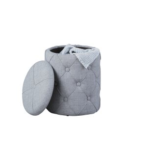 NORDIC LIVING COLLECTION Yapak pall i gr�tt textil med avtagbart lock och 22 knappar