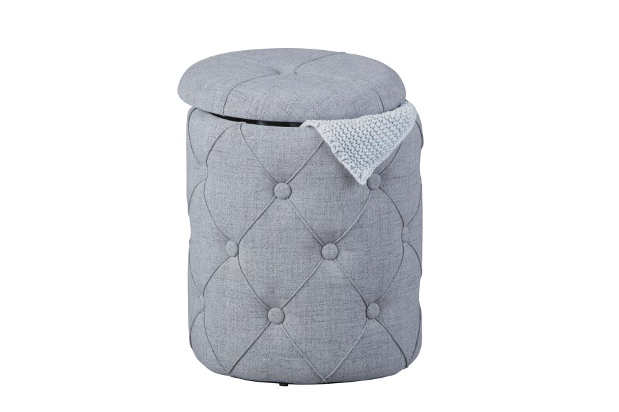 NORDIC LIVING COLLECTION Yapak pall i gr�tt textil med avtagbart lock och 22 knappar