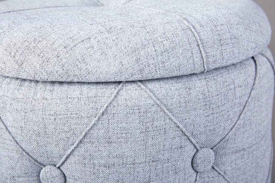 NORDIC LIVING COLLECTION Yapak pall i gr�tt textil med avtagbart lock och 22 knappar