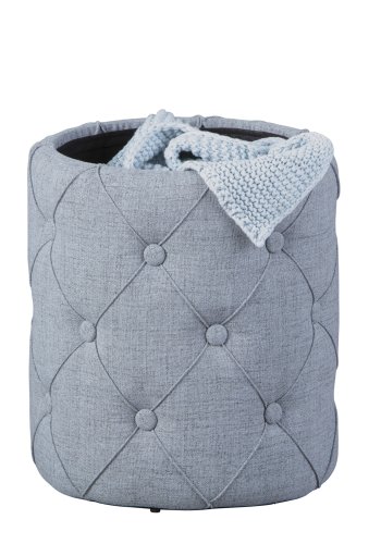 NORDIC LIVING COLLECTION Yapak pall i gr�tt textil med avtagbart lock och 22 knappar
