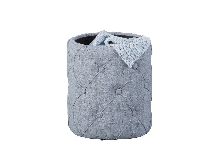 NORDIC LIVING COLLECTION Yapak pall i gr�tt textil med avtagbart lock och 22 knappar
