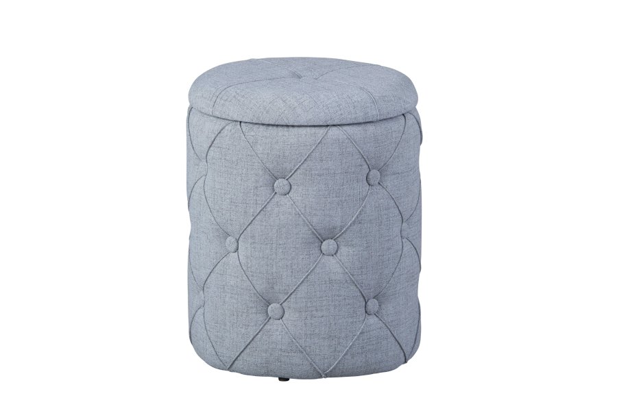 NORDIC LIVING COLLECTION Yapak pall i gr�tt textil med avtagbart lock och 22 knappar