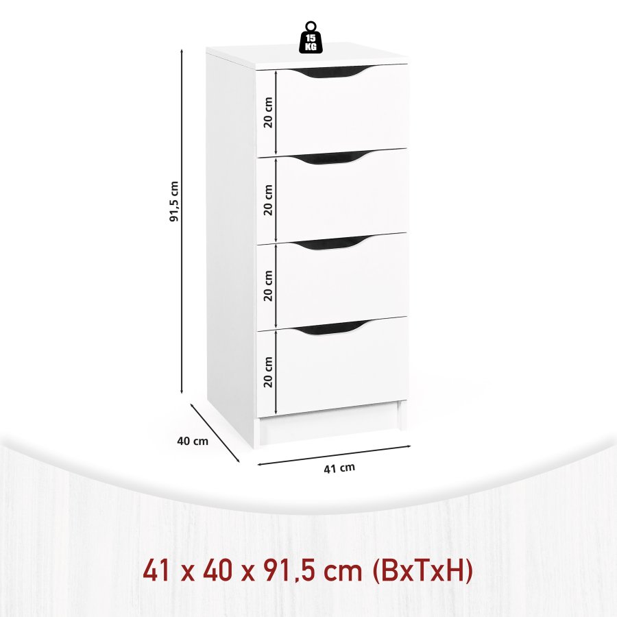 NORDIC LIVING COLLECTION WESTPHALEN byr� med 4 l�dor, vit, 4 l�dor