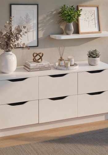 NORDIC LIVING COLLECTION Vit byr� med 6 rymliga l�dor/