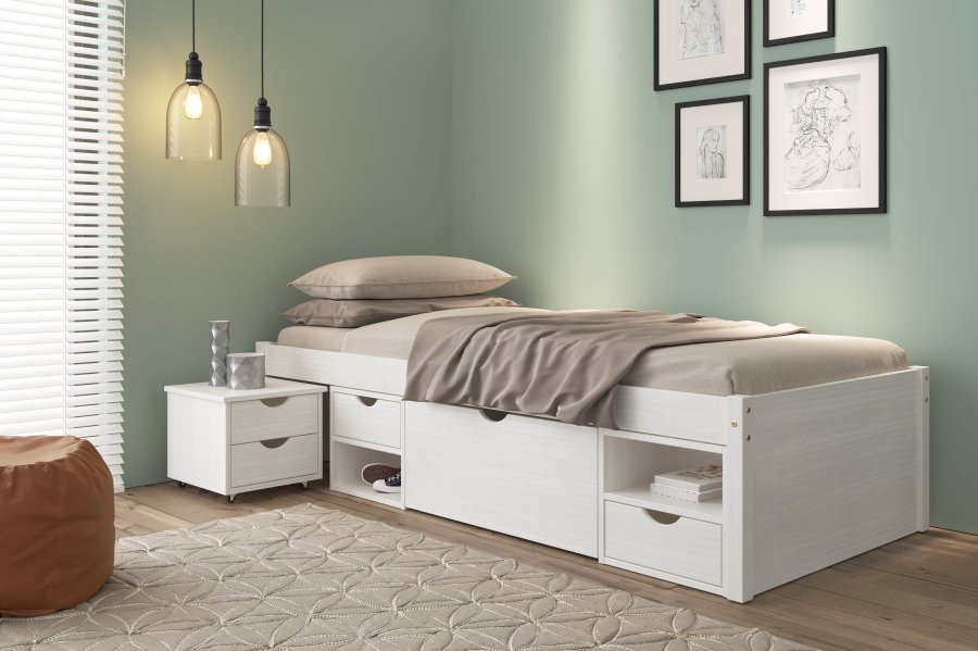 NORDIC LIVING COLLECTION Massiv tr�s�ng med f�rvaring, utdragbart bord och l�dor - platsbesparande och multifunktionell i olika f�rger och storlekar