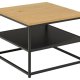 ACT NORDIC Gila Couchtisch, mit 1 Ablage, quadratisch - Wildeiche natur/Melamin schwarz, Metall schwarz (55x55)