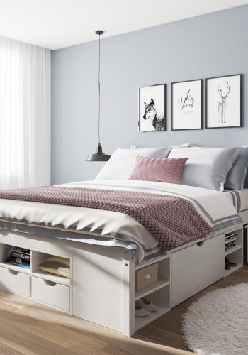 NORDIC LIVING COLLECTION Massiv tr�s�ng med f�rvaring, utdragbart bord och l�dor - platsbesparande och multifunktionell i olika f�rger och storlekar
