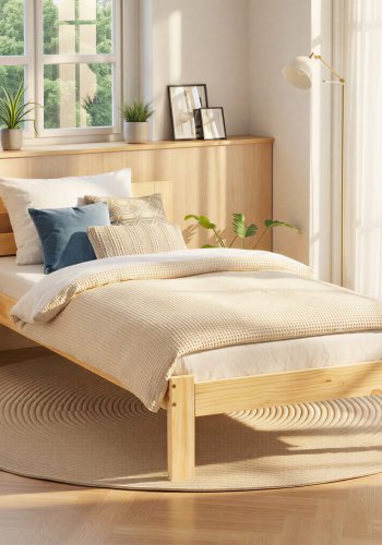 NORDIC LIVING COLLECTION Jana massiv tr�s�ng 90x200 naturlackerad med huvudgavel