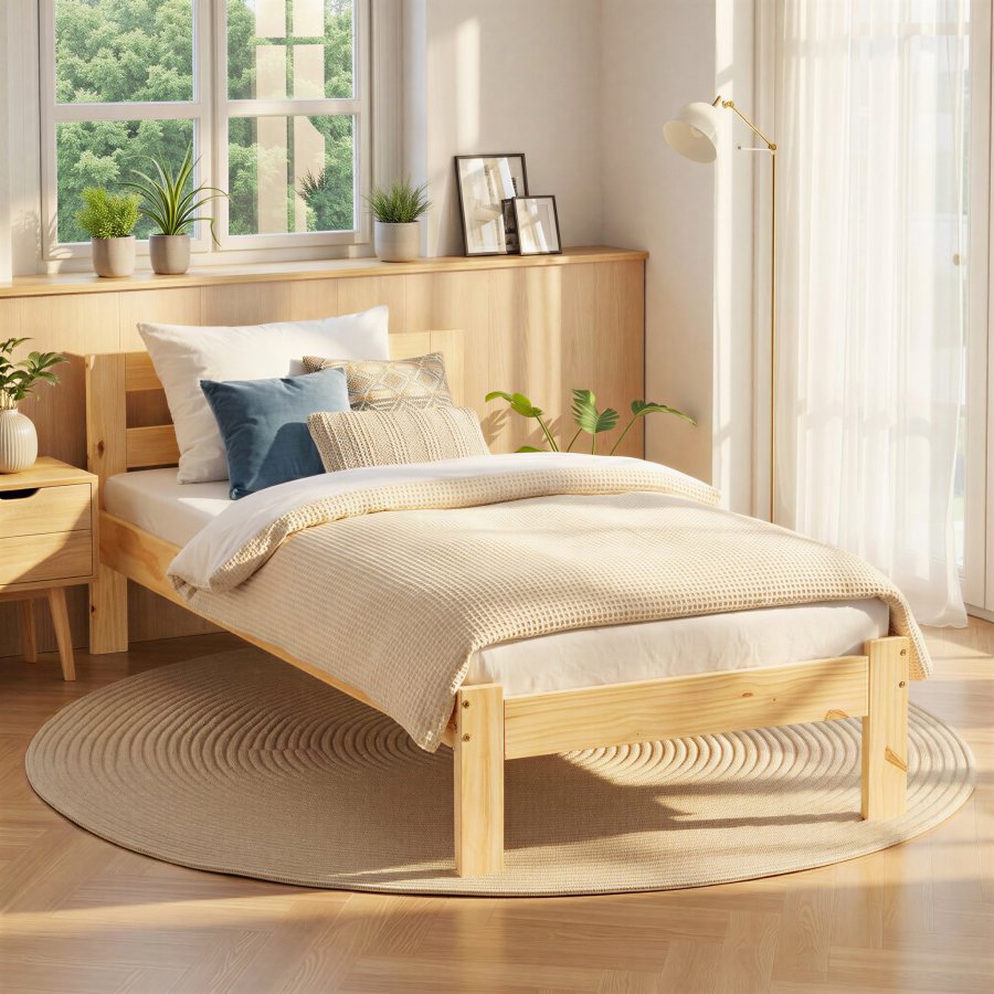 NORDIC LIVING COLLECTION Jana massiv tr�s�ng 90x200 naturlackerad med huvudgavel