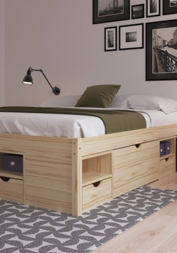NORDIC LIVING COLLECTION Massiv tr�s�ng med f�rvaring, utdragbart bord och l�dor - platsbesparande och multifunktionell i olika f�rger och storlekar