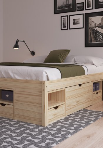 NORDIC LIVING COLLECTION Massiv tr�s�ng med f�rvaring, utdragbart bord och l�dor - platsbesparande och multifunktionell i olika f�rger och storlekar