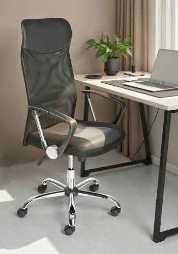 NORDIC LIVING COLLECTION Torino snurrstol, svart PU + n&auml;t, med 5 lastberoende bromsade s&auml;kerhetshjul, stegl&ouml;s h&ouml;jdjusterbar via en testad gaslyft, med fasthetsjustering, lutningsmekanism och snurrsits.