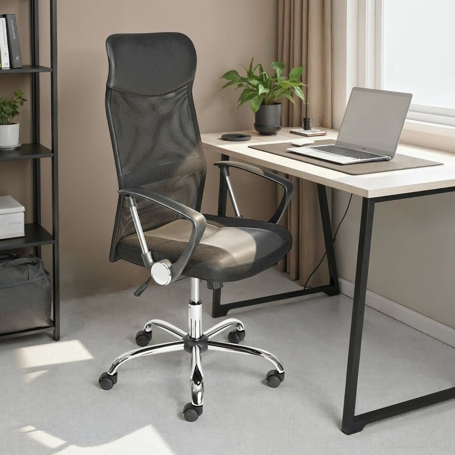 NORDIC LIVING COLLECTION Torino snurrstol, svart PU + n&auml;t, med 5 lastberoende bromsade s&auml;kerhetshjul, stegl&ouml;s h&ouml;jdjusterbar via en testad gaslyft, med fasthetsjustering, lutningsmekanism och snurrsits.