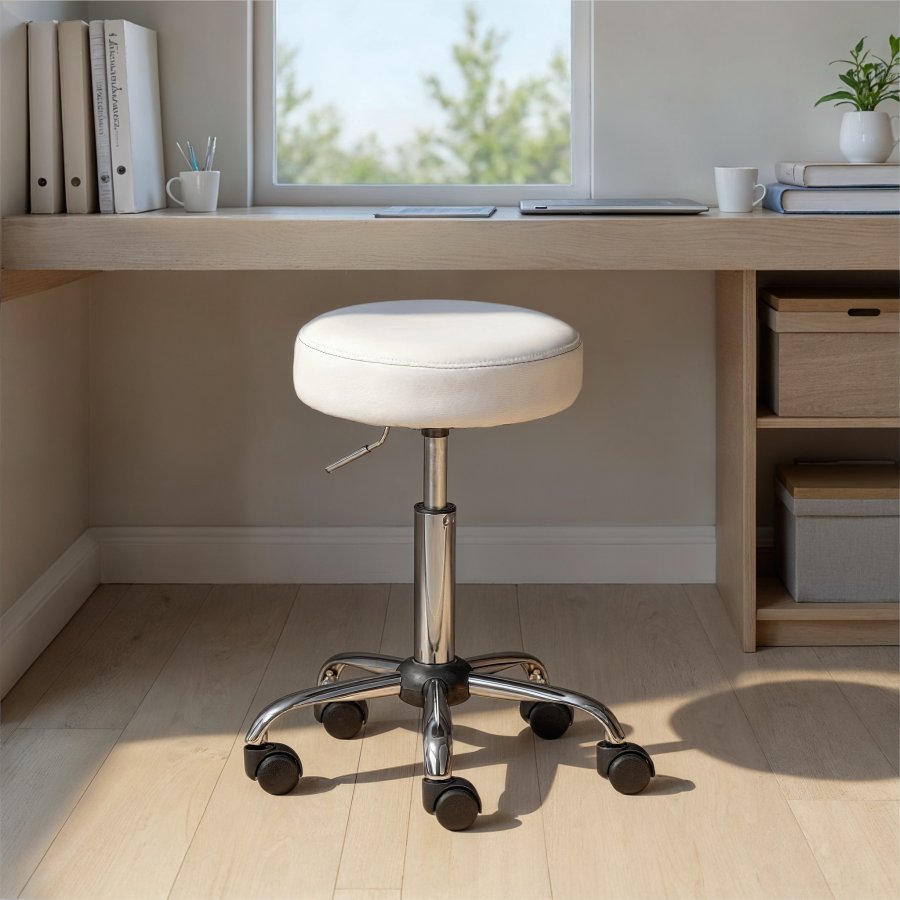 NORDIC LIVING COLLECTION  Asra snurrstol i vitt med 5 s&auml;kerhetshjul, stegl&ouml;st h&ouml;jdjusterbar via gaslyft och en 360&deg; roterande sits.