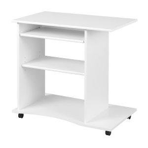 NORDIC LIVING COLLECTION Pepe skrivbord med tv� hyllor och tangentbordsbricka, vit