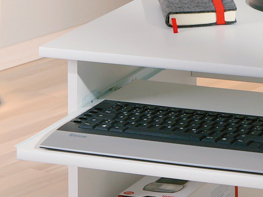 NORDIC LIVING COLLECTION Pepe skrivbord med tv� hyllor och tangentbordsbricka, vit
