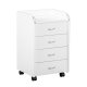 NORDIC LIVING COLLECTION Pronti hvit rullecontainer med oppbevaringsrom, 4 skuffer og 4 svingbare hjul