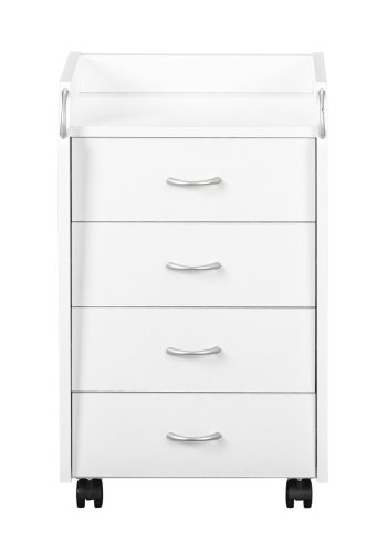 NORDIC LIVING COLLECTION Pronti vit rullcontainer med f�rvaringsfack, 4 l�dor och 4 sv�nghjul