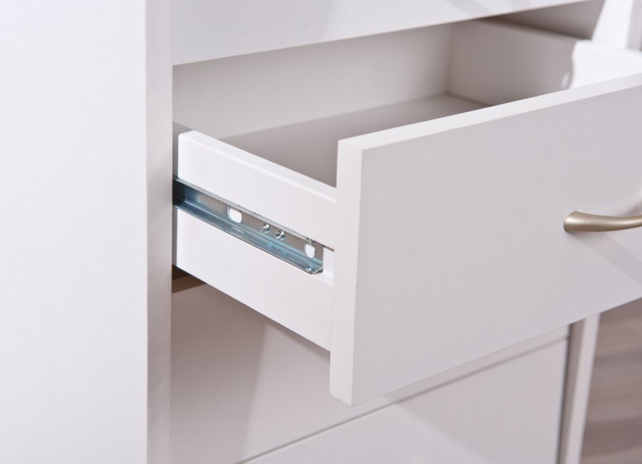 NORDIC LIVING COLLECTION Pronti hvit rullecontainer med oppbevaringsrom, 4 skuffer og 4 svingbare hjul