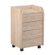 NORDIC LIVING COLLECTION Novi rullecontainer i Sonoma eik-finish med ett oppbevaringsrom, 4 skuffer og 4 svingbare hjul