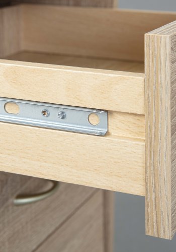 NORDIC LIVING COLLECTION Novi rullecontainer i Sonoma eik-finish med ett oppbevaringsrom, 4 skuffer og 4 svingbare hjul