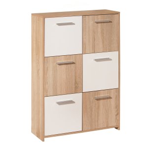 NORDIC LIVING COLLECTION Egadi byr� med silverhandtag och 6 d�rrar med robusta metallg�ngj�rn, Sonoma ekfinish