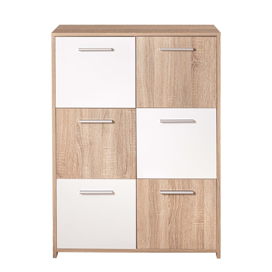 NORDIC LIVING COLLECTION Egadi byr� med silverhandtag och 6 d�rrar med robusta metallg�ngj�rn, Sonoma ekfinish