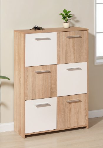 NORDIC LIVING COLLECTION Egadi byr� med silverhandtag och 6 d�rrar med robusta metallg�ngj�rn, Sonoma ekfinish