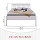 NORDIC LIVING COLLECTION S�ng i massiv furu, vitlackerad, madrassm�tt 140x200 cm med huvudgavel. Inklusive ribbotten. Totalm�tt: 210 x 147 x 92 cm.