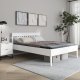 NORDIC LIVING COLLECTION S�ng i massiv furu, vitlackerad, madrassm�tt 180x200 cm med huvudgavel. Inklusive ribbotten. Totalm�tt 187 x 210 x 92 cm.