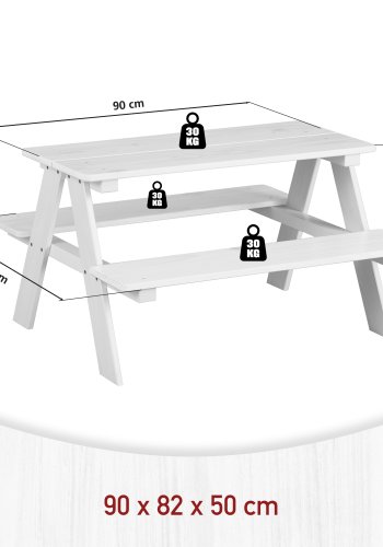 NORDIC LIVING COLLECTION Henning barnstolsset av massiv furu, vitm�lad, f&ouml;r upp till 4 sm�barn