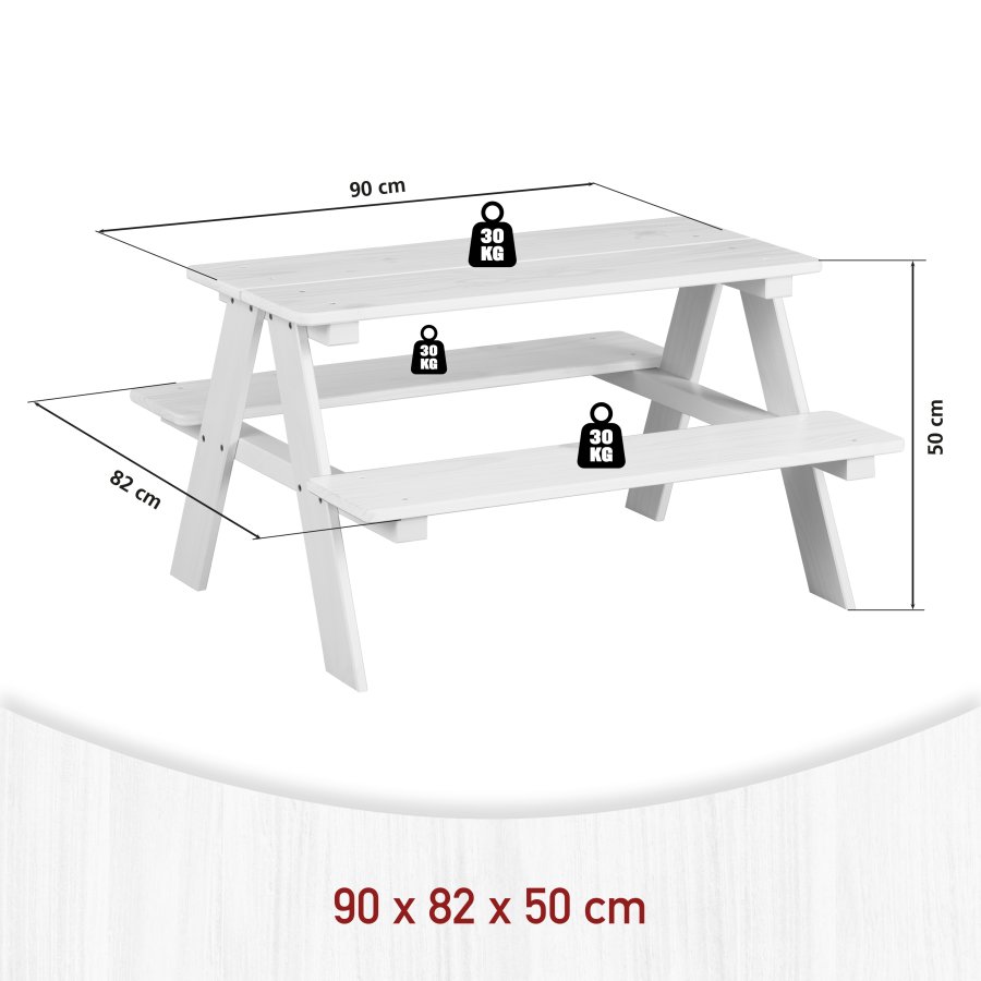 NORDIC LIVING COLLECTION Henning barnstolsset av massiv furu, vitm�lad, f&ouml;r upp till 4 sm�barn