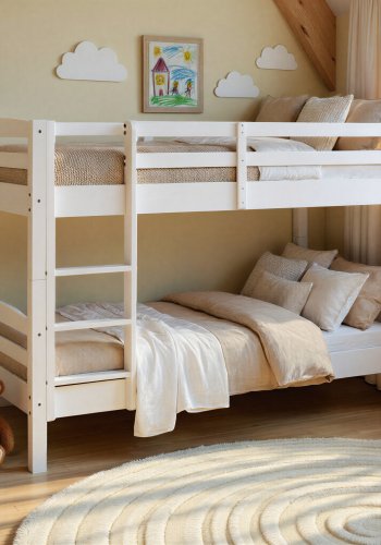 NORDIC LIVING COLLECTION Rick v�ningss�ng 190x90 vit, 2 ribbottnar ing�r, extra breda fotgavlar och rundade kanter