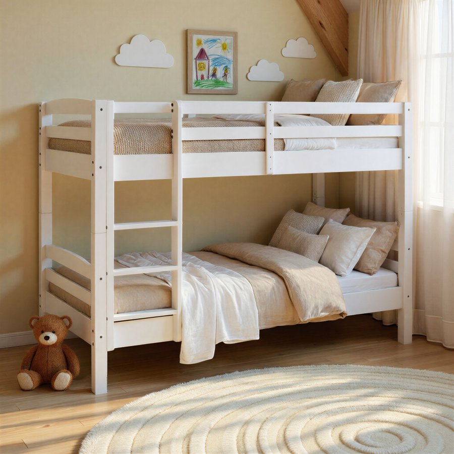 NORDIC LIVING COLLECTION Rick v�ningss�ng 190x90 vit, 2 ribbottnar ing�r, extra breda fotgavlar och rundade kanter