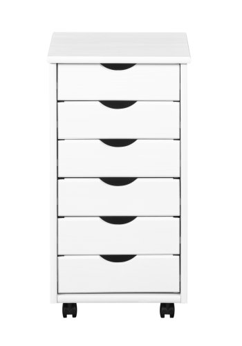 NORDIC LIVING COLLECTION Rullende beholder laget av heltre furu i hvitt med 6 skuffer