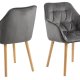 ACT NORDIC Brooke spisebordsstol, med armlener - mrkegr polyester og eikebeiset gummitre