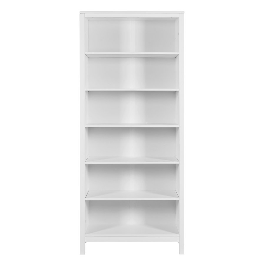 NORDIC LIVING COLLECTION Massiv furuhylle, XL-st�rrelse, hvitlakkert, med 5 hyller. Totalm�l: 85 x 39,5 x 197 cm.