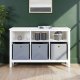 NORDIC LIVING COLLECTION  Massiv furuhylla med 3 hyllplan och 6 fack, vitlackerad. Totalm�tt: 122 x 45 x 76 cm.