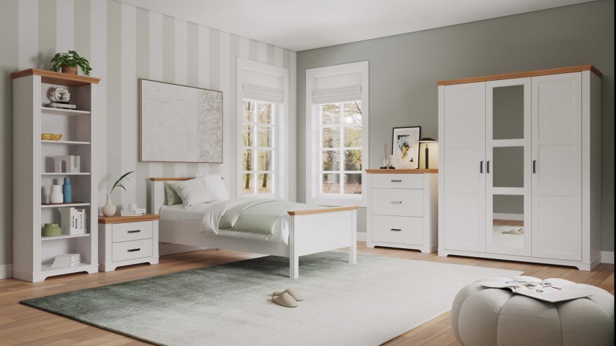 NORDIC LIVING COLLECTION Maluno Collection s�ng 90x200 utan ribbotten, tillverkad av massivt tr�, vitlackerad