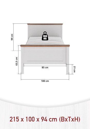 NORDIC LIVING COLLECTION Maluno Collection s�ng 90x200 utan ribbotten, tillverkad av massivt tr�, vitlackerad