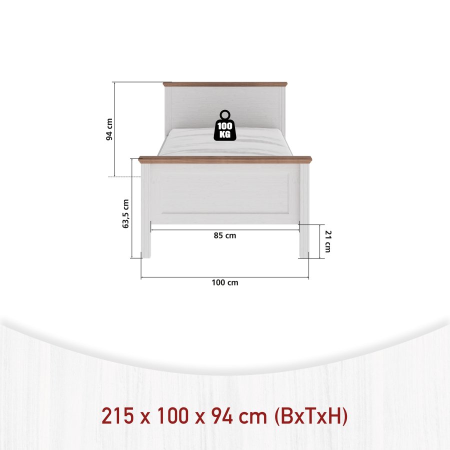 NORDIC LIVING COLLECTION Maluno Collection s�ng 90x200 utan ribbotten, tillverkad av massivt tr�, vitlackerad