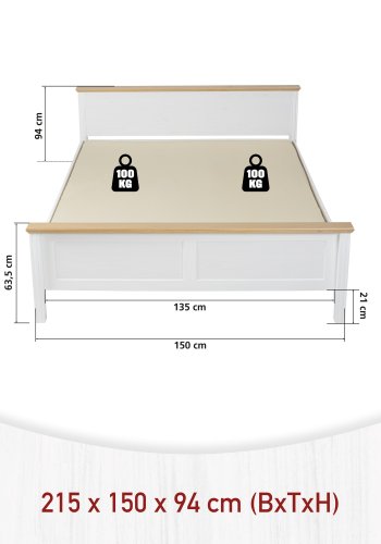 NORDIC LIVING COLLECTION Maluno s�ng 140x200 utan ribbotten, tillverkad av massivt tr�, vitlackerad