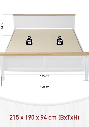 NORDIC LIVING COLLECTION  Maluno s�ng 180x200 utan ribbotten, tillverkad av massivt tr�, vitlackerad
