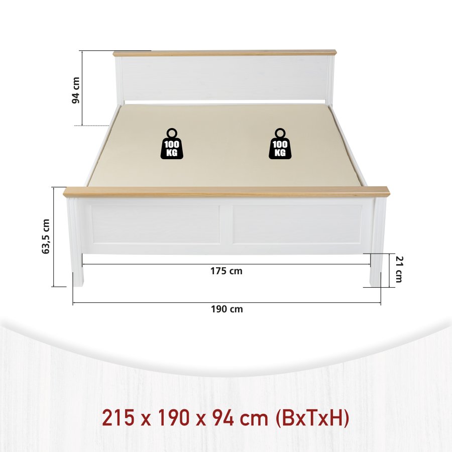 NORDIC LIVING COLLECTION  Maluno s�ng 180x200 utan ribbotten, tillverkad av massivt tr�, vitlackerad
