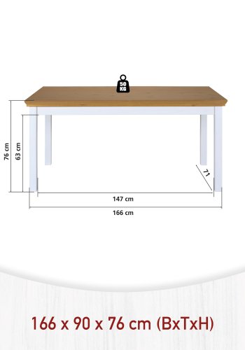 NORDIC LIVING COLLECTION  Maluno bord 170 x 90 tillverkat av massivt tr�, vitlackerat