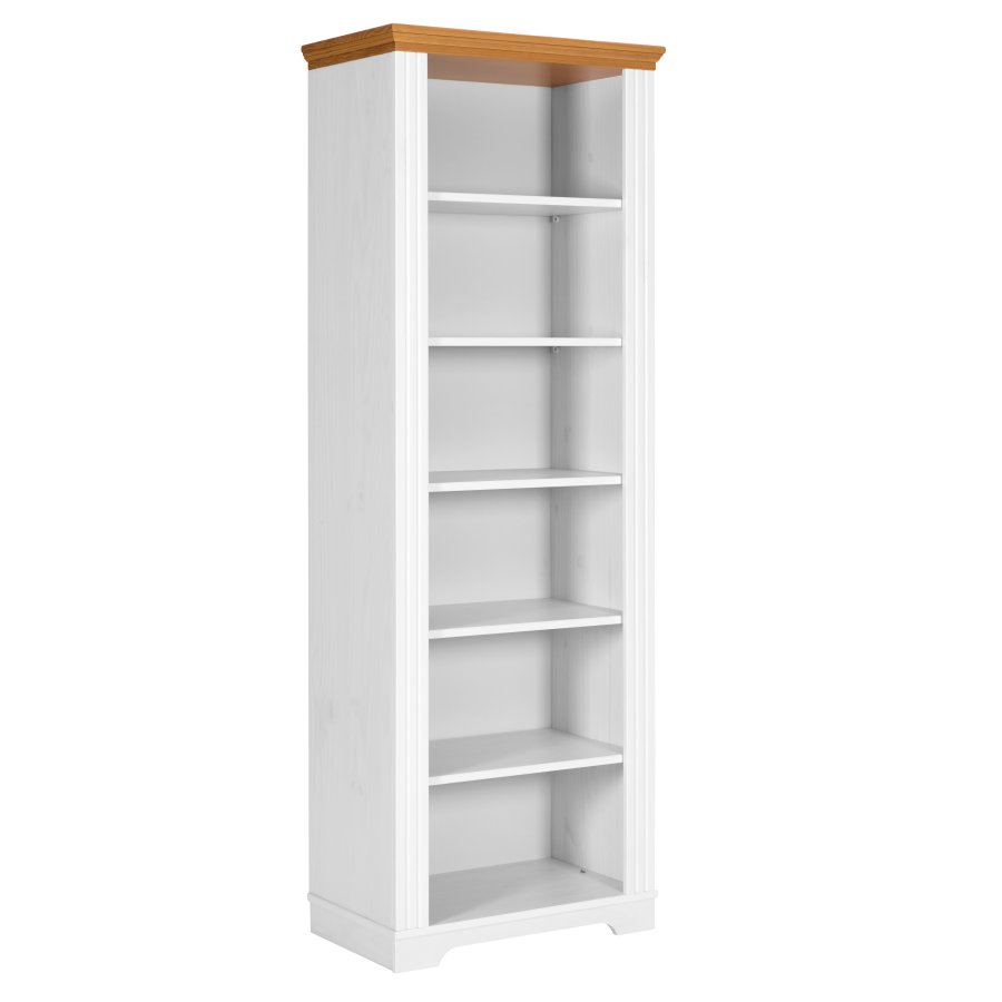 NORDIC LIVING COLLECTION Maluno vit hylla med 6 massiva tr&auml;hyllor, vitlackerade